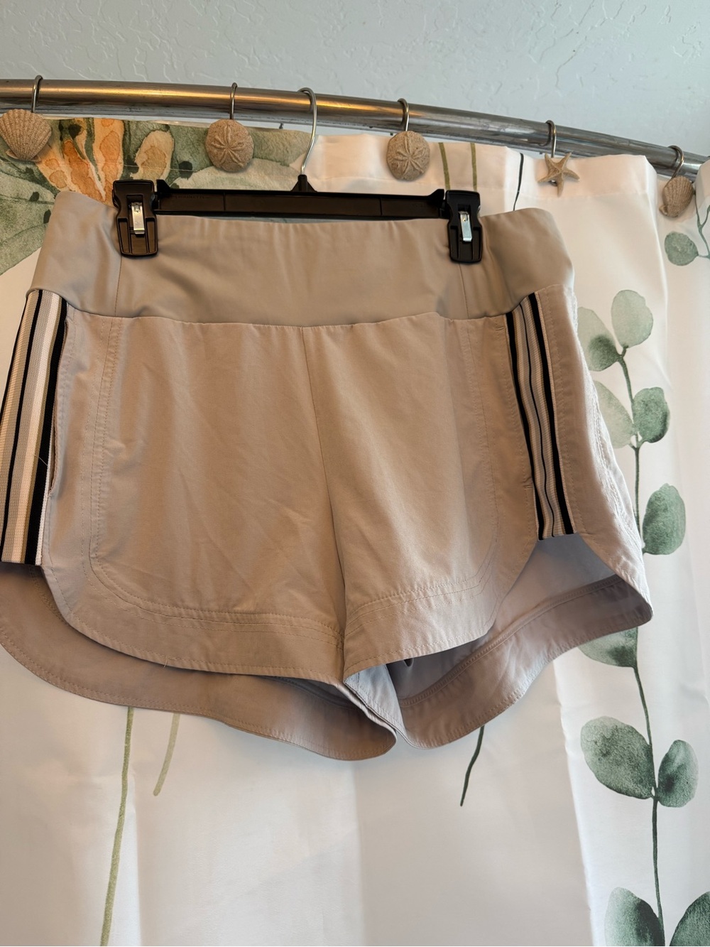 Athleta Women's grey Athletic Shorts with Black & White Side Stripes